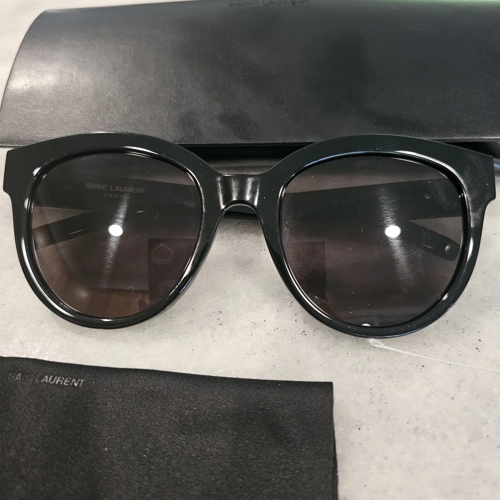 Saint Laurent Black Sunglasses with Gold Accent Cat Eye - Picture 9 of 10
